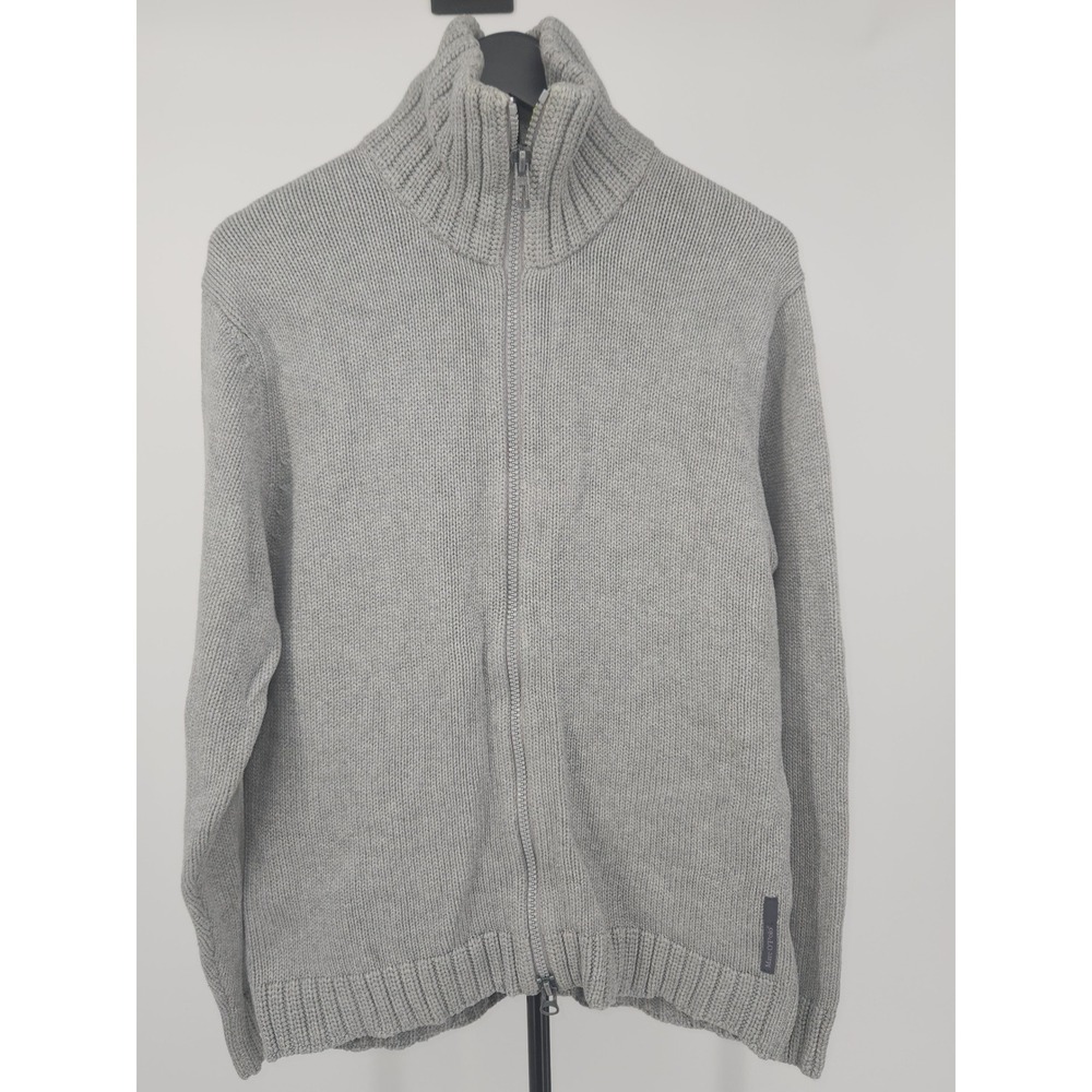 Marc O'Polo Mens Grey Full Zip Cardigan Sweater Mock Neck Heavy Knit Size L